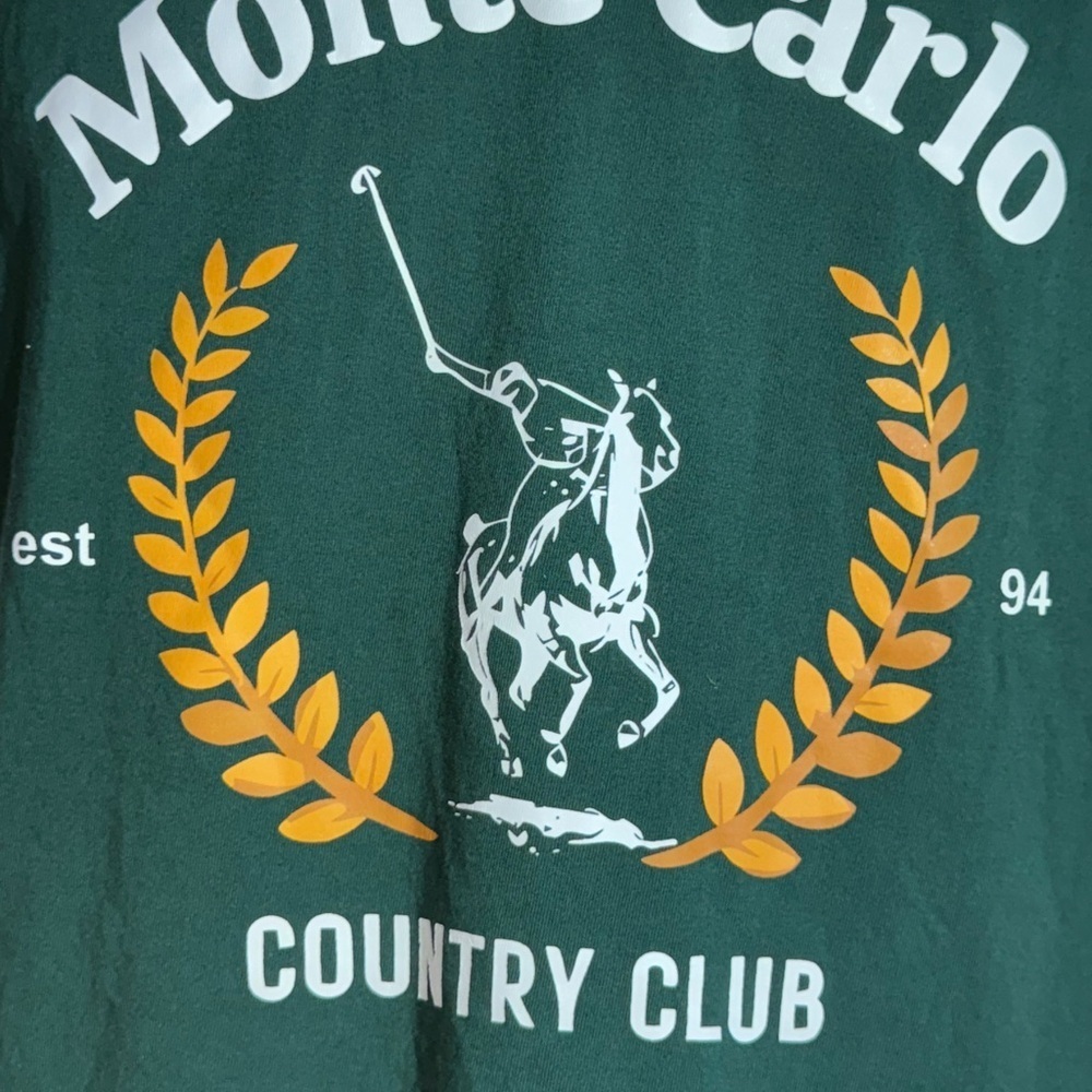 Monte Carlo Dark Green Graphic Short Sleeve T-Shirt Size Med (Estimate) No Tag - Picture 5 of 5